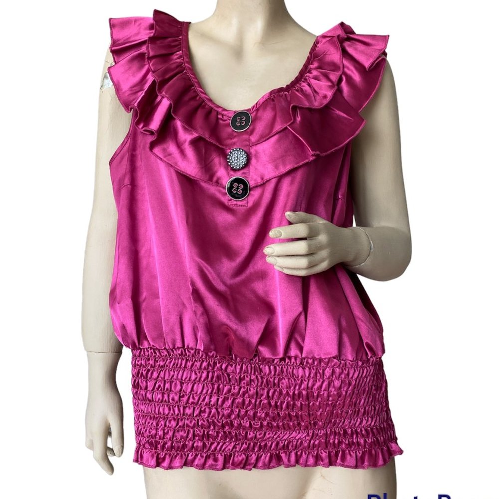 Care n Sport Women's Magenta Sleeves Less Blouse Stretch Top Size 2X